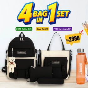 4 Pcs Bag Set for Girls in Pakistan | School, College & University Bag