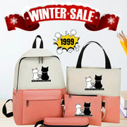 Korean Fashion 4 in 1 Girls Bag Set – Backpack, Crossbody, Tote & Pouch