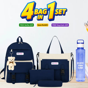 4 Pcs Bag Set for Girls in Pakistan | School, College & University Bag