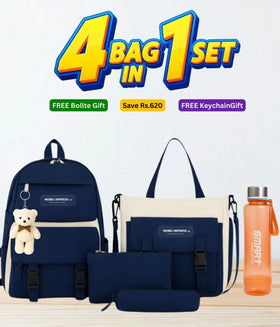 4 Pcs Bag Set for Girls in Pakistan | School, College & University Bag