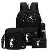 Trendy 4 in 1 Cat Bag Set – Canvas Backpack for Girls