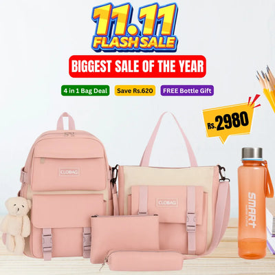 4 Pcs Bag Set for Girls in Pakistan | School, College & University Bag