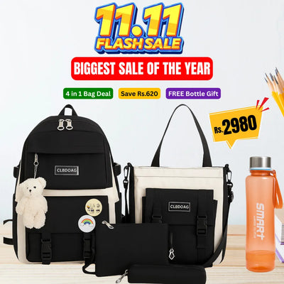 4 Pcs Bag Set for Girls in Pakistan | School, College & University Bag