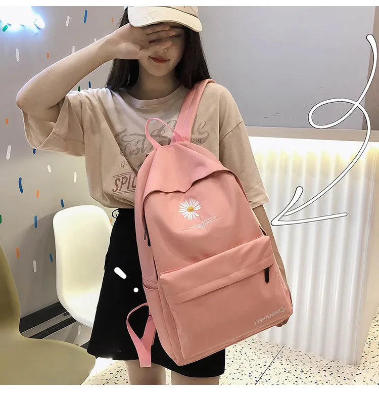 Floral Style Student Backpack Set