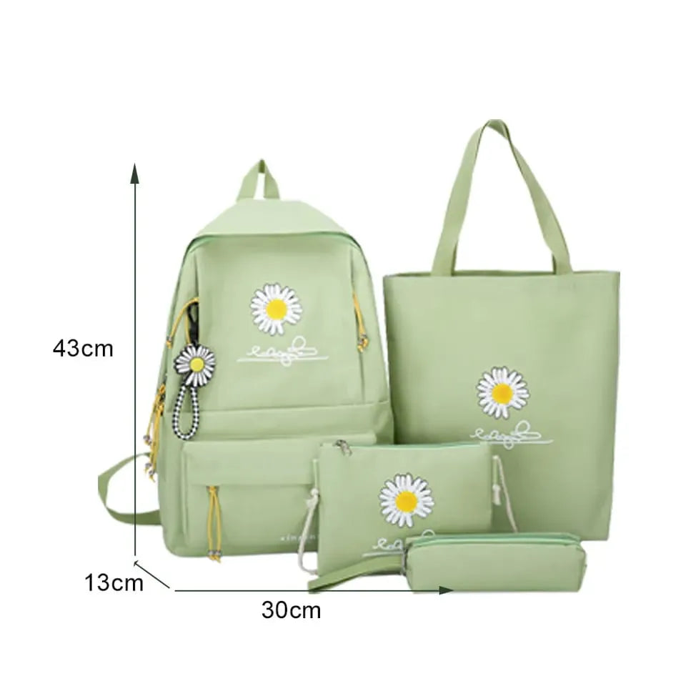 Floral Style Student Backpack Set