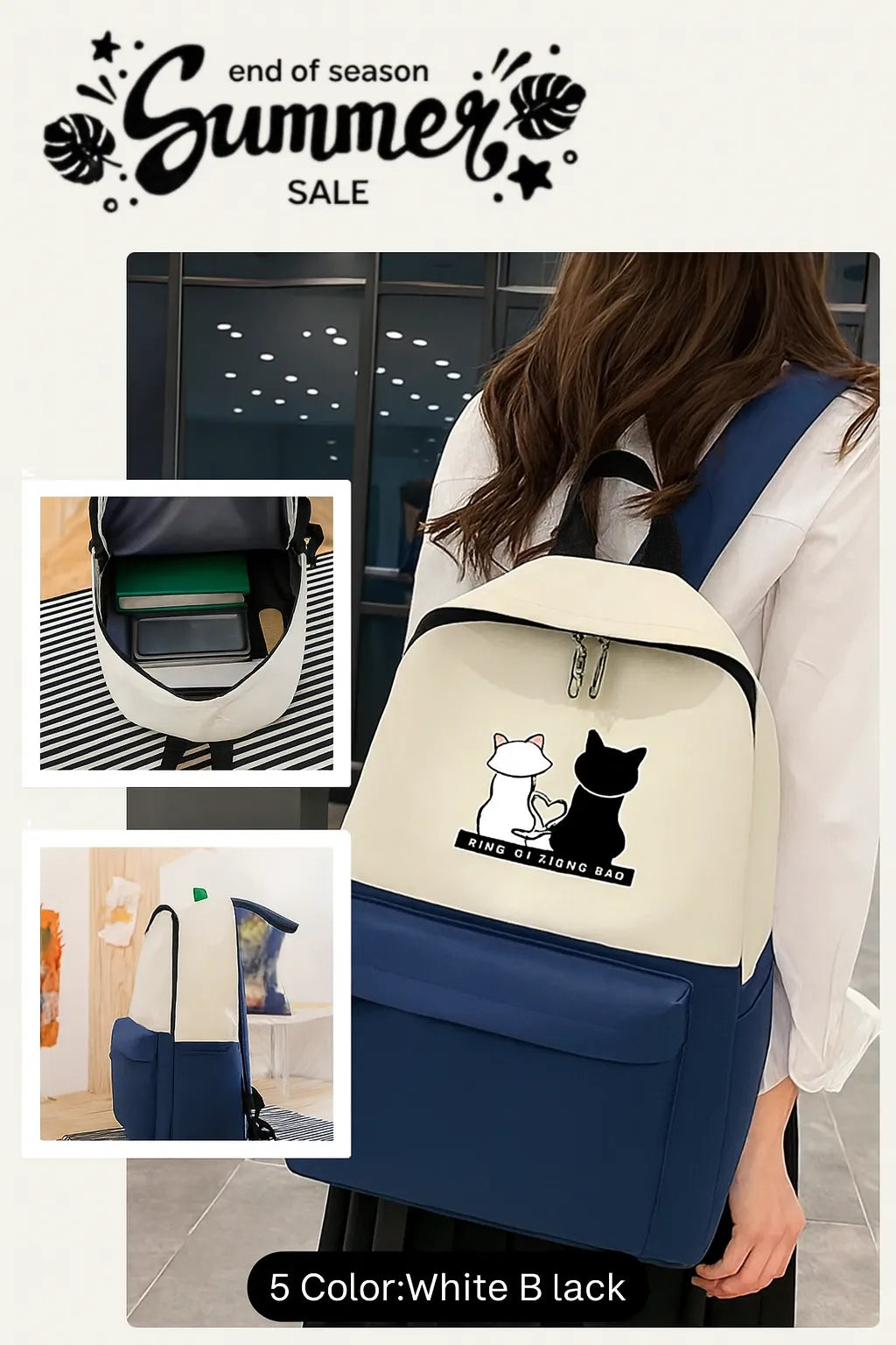 Korean Fashion 4 in 1 Girls Bag Set – Backpack, Crossbody, Tote & Pouch