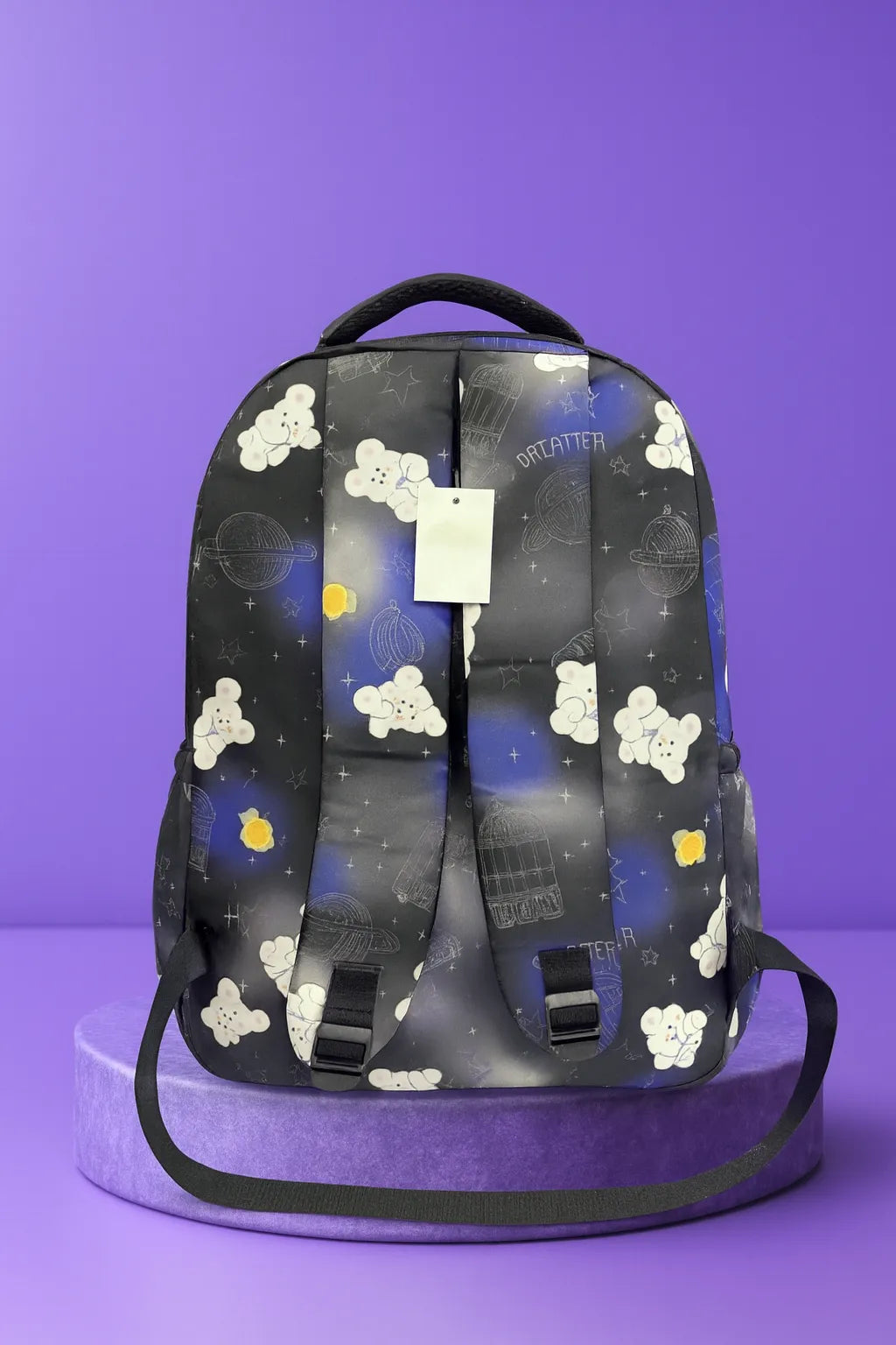 Charming Pastel Printed Girls Backpacks with Cute Teddy Bear Charms – School & Travel Bags