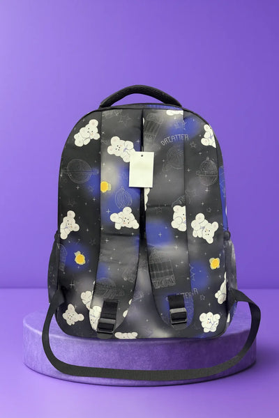 Charming Pastel Printed Girls Backpacks with Cute Teddy Bear Charms – School & Travel Bags