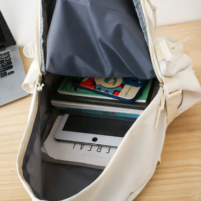 Trendy Korean Style Backpack for Girls – Waterproof Nylon Canvas College & Travel Bag