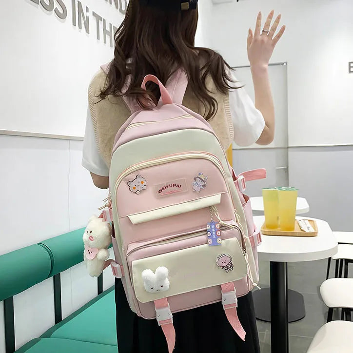 Best School & College Bag Set for Girls – 5 in 1 Stylish Backpack with Free Water Bottle
