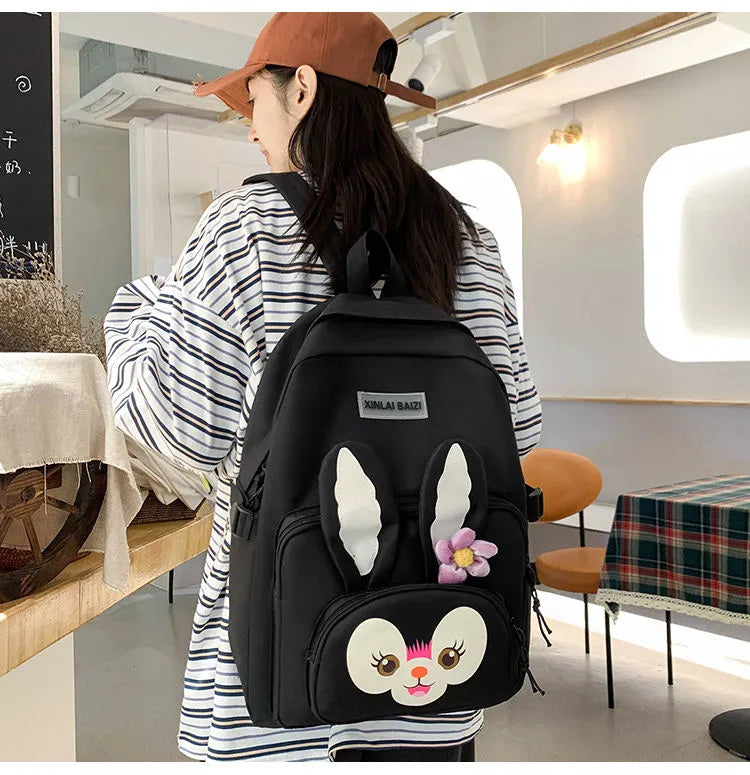 Bunny 4-in-1 Canvas Backpack Set for Girls | 18L School, College & University Bag Collection