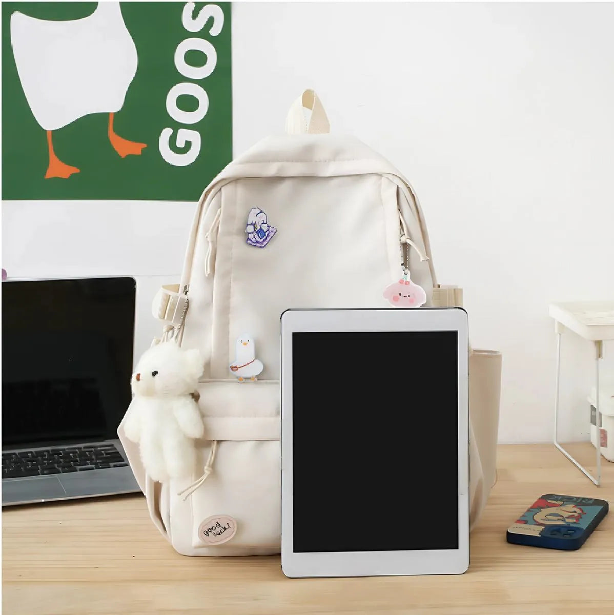 Trendy Korean Style Backpack for Girls – Waterproof Nylon Canvas College & Travel Bag