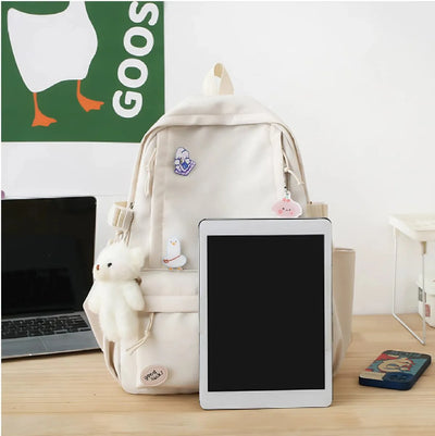 Trendy Korean Style Backpack for Girls – Waterproof Nylon Canvas College & Travel Bag