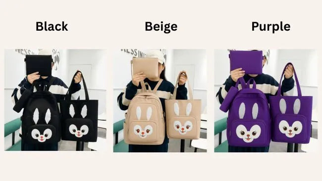 Bunny 4-in-1 Canvas Backpack Set for Girls | 18L School, College & University Bag Collection