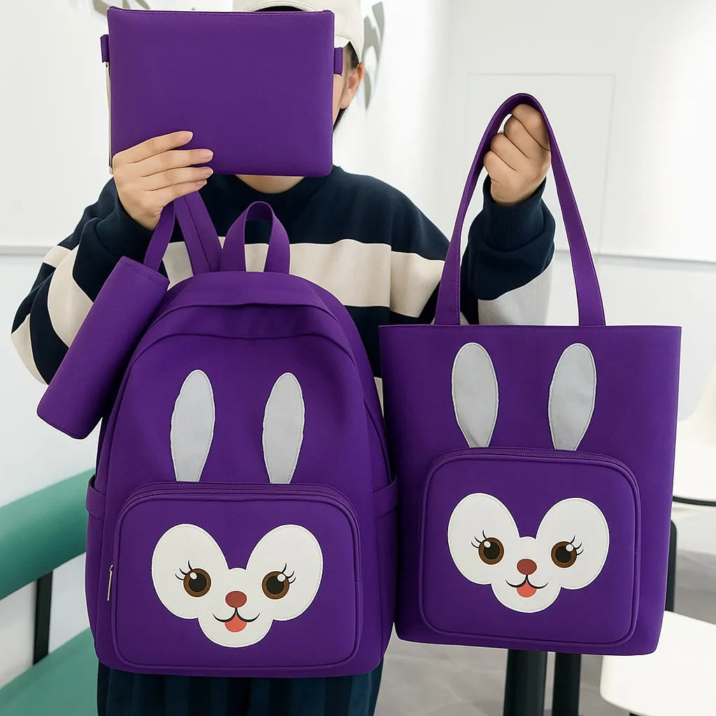 Bunny 4-in-1 Canvas Backpack Set for Girls | 18L School, College & University Bag Collection