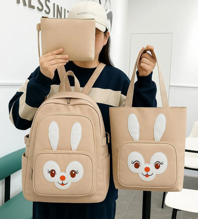 Bunny 4-in-1 Canvas Backpack Set for Girls | 18L School, College & University Bag Collection