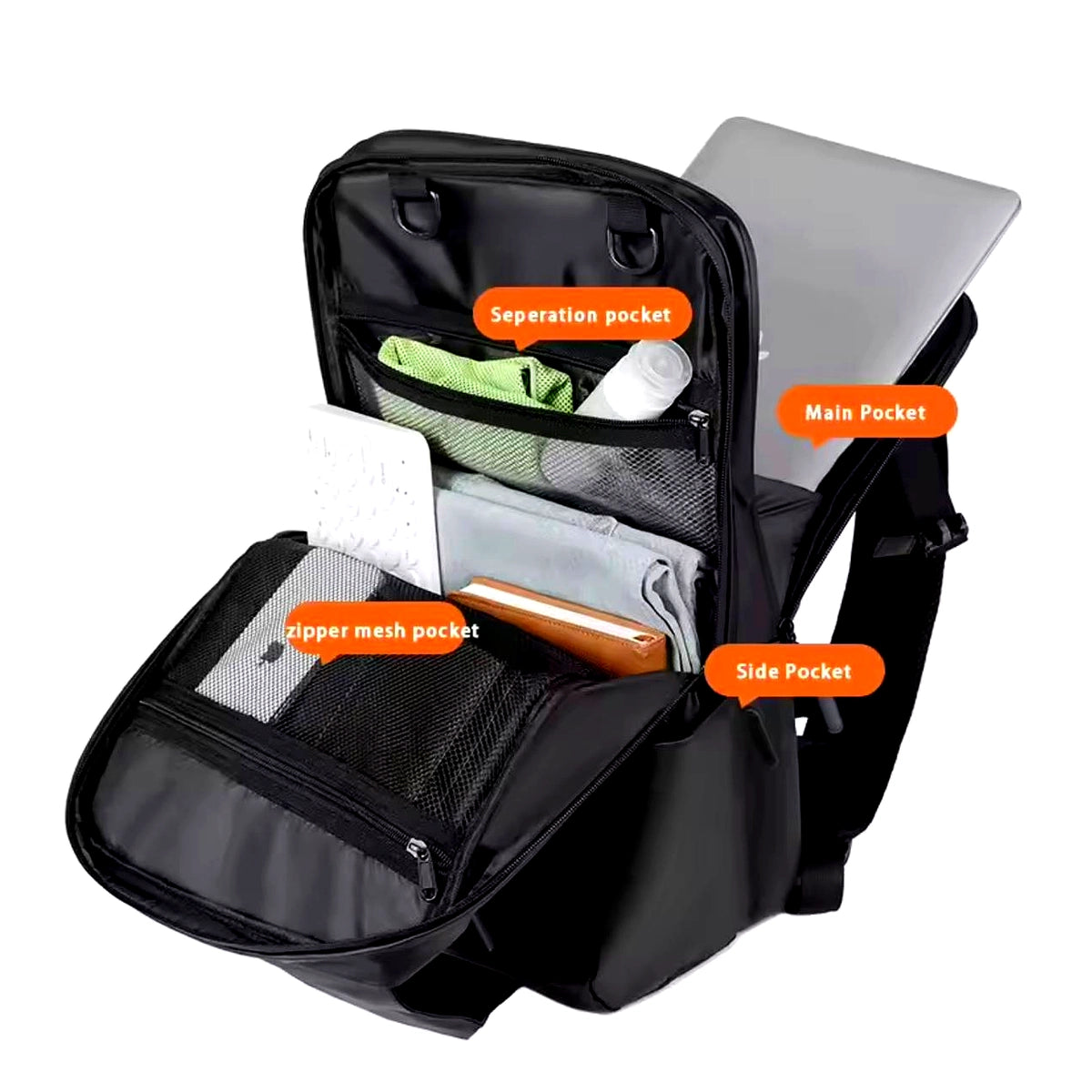 Black Multifunctional Business & Travel Laptop Backpack – Waterproof, Spacious & Comfortable