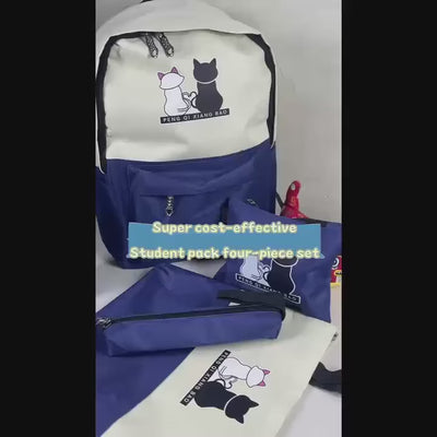 Korean Fashion 4 in 1 Girls Bag Set – Backpack, Crossbody, Tote & Pouch